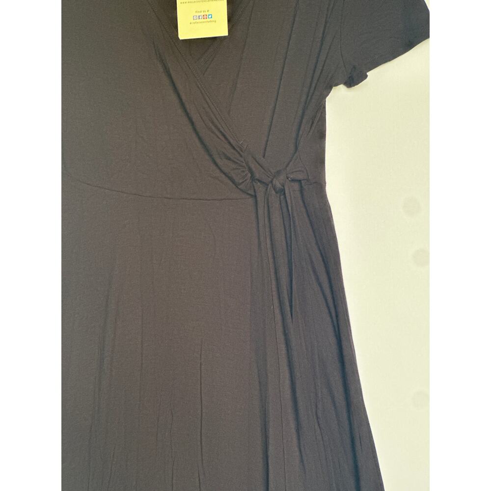 Rolla Coaster Dress 🌿Women’s Size Small Black Wrap Short Sleeve Casual NWT - Picture 4 of 12